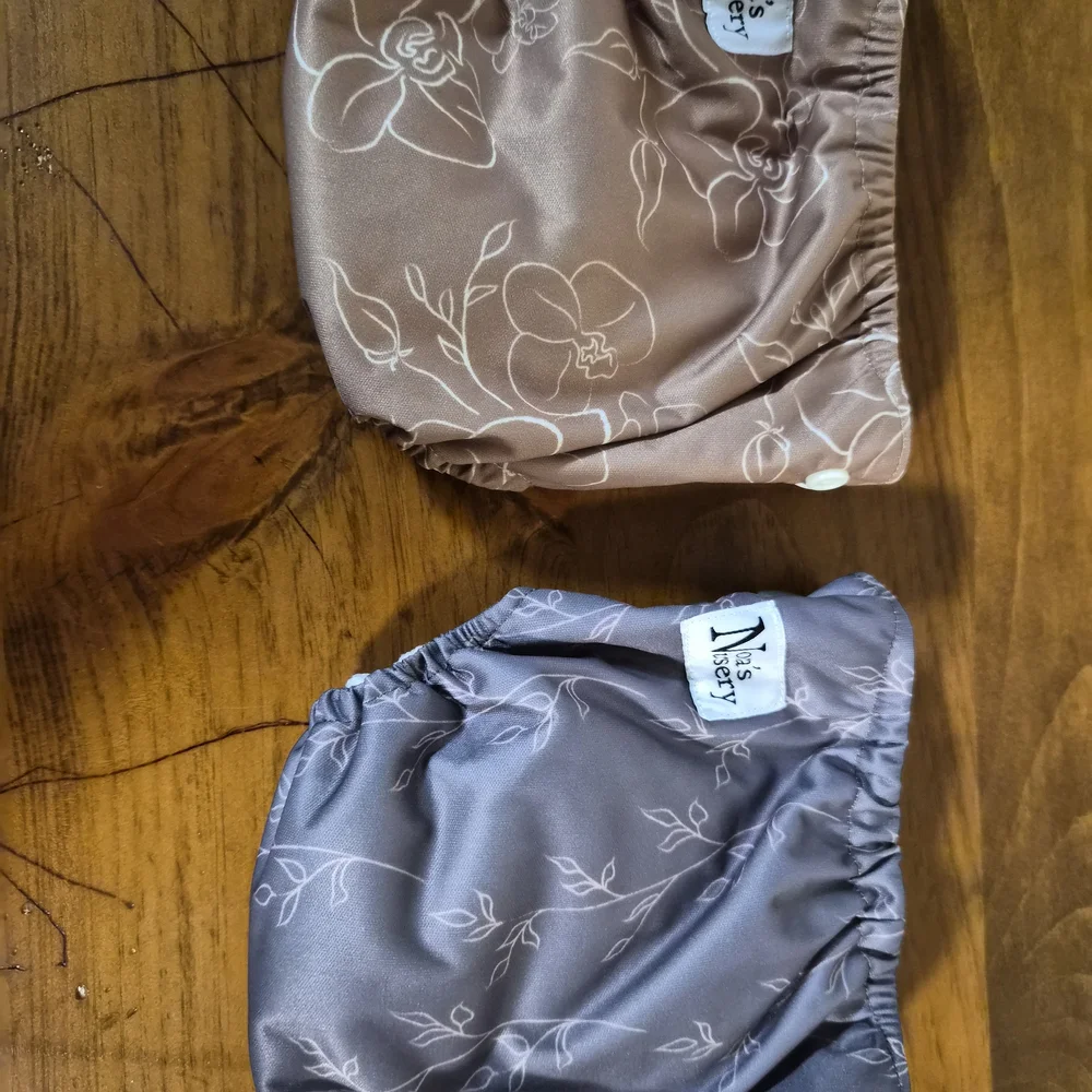 Kids Floral Diaper Covers - Brown and Gray
